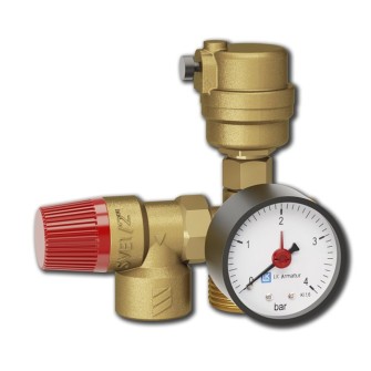 Boiler safety group LK 924 3/4" 2.5 bar (safety valve+manometer 0-4 bar+air separator)